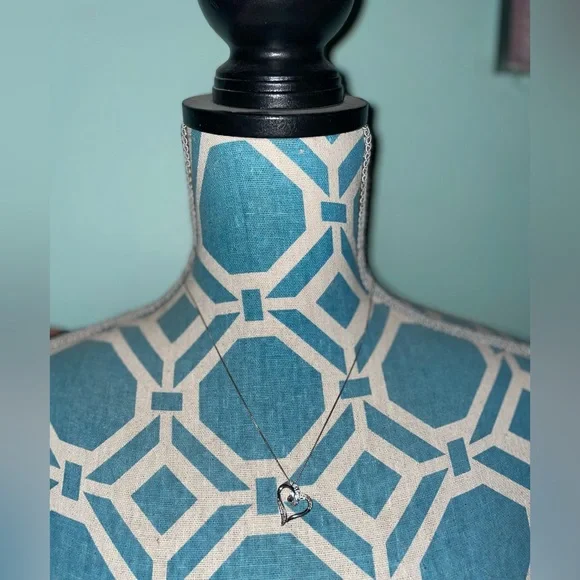 Heart Diamond Sterling Silver Necklace - Picture 4 of 5